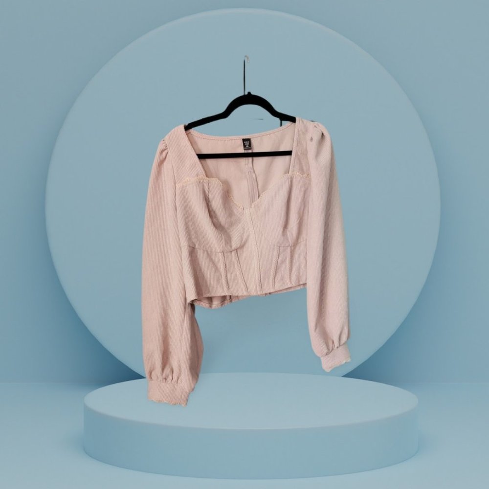 Cottagecore Frenchy Plus Sweetheart Neck Sleeve Bustier Crop Blouse SHEIN XL(14)